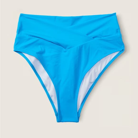 Victorias Secret Bikini Bottom Womens Small V Crossover High Waisted Blue NWT - Picture 1 of 10